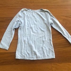 J. Crew, fitted, light-weight sweater, light blue in color.